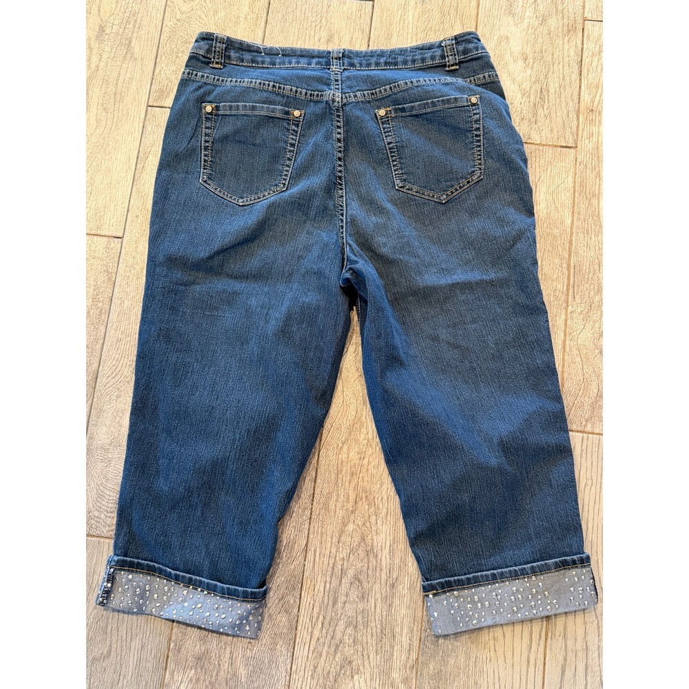 Christopher & Banks Capri Jeans 12 Rhinestone Cuff Denim Womens Cropped Pants